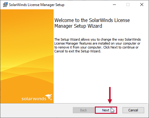 Task Factory Installer SolarWinds License Manager Welcome Prompt