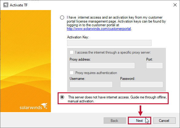 SolarWinds License Manager offline manual activation SolarWinds License Manager offline manual activation