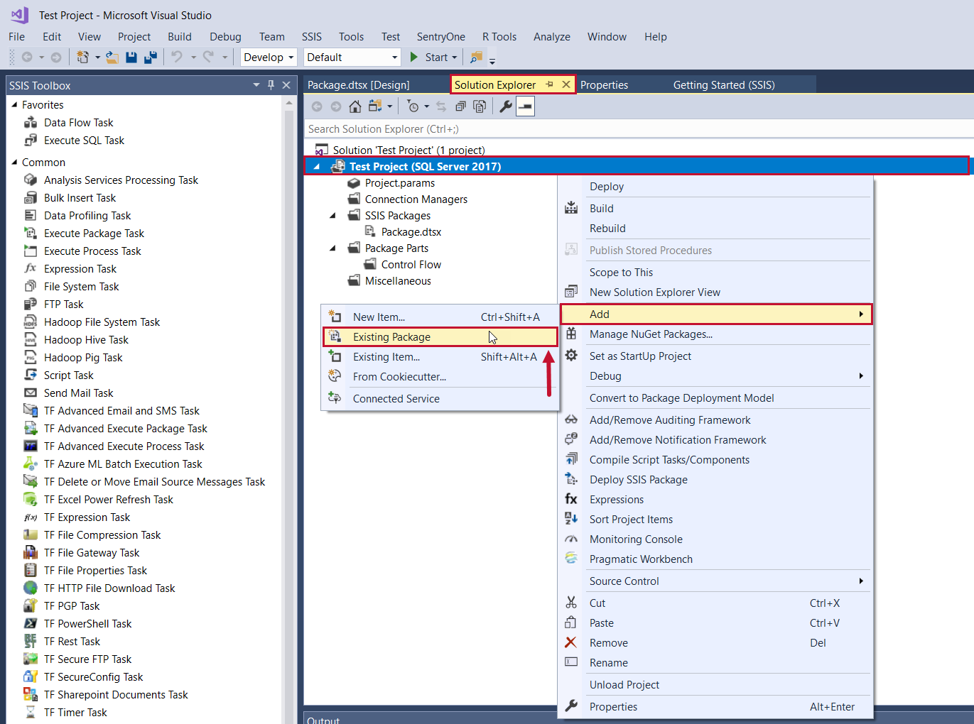 Task Factory Add Existing Package to your project Version 2020.1.3 Task Factory Add Exising Package to your project