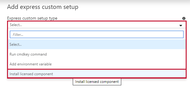 Azure SSIS Integration runtime setup Add express custom setup
