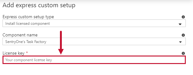 Azure SSIS Integration runtime setup Add express setup enter license key Azure SSIS Integration runtime setup Add express custom setup enter license key