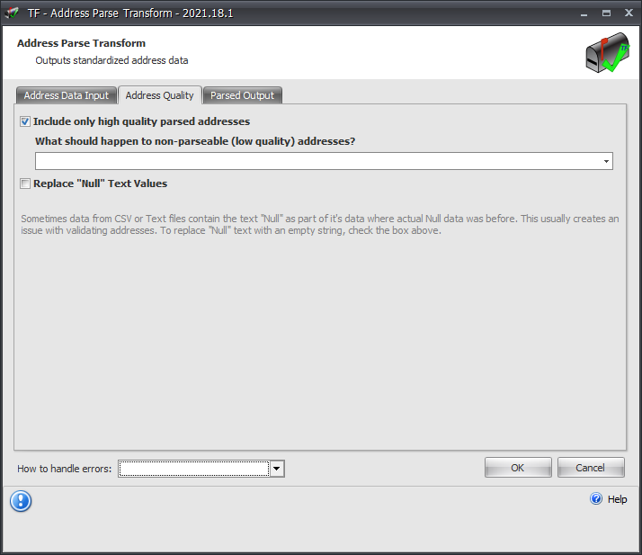 Task Factory Address Parse Transform Address Quality Version 2021.18 Task Factory Address Parse Transform Address Quality