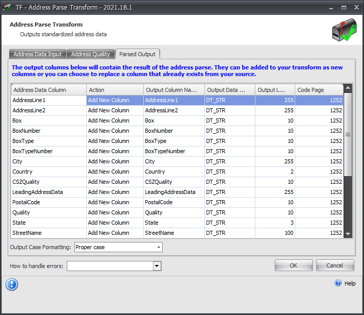 Task Factory Address Parse Transform Parsed Quality Version 2021.18 Task Factory Address Parse Transform Parsed Quality
