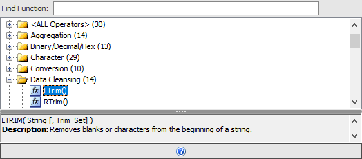 Task Factory Advanced Aggregator Transform Function Browser window Version 2021.18 Task Factory Advanced Aggregator Transform Functions Browswer window