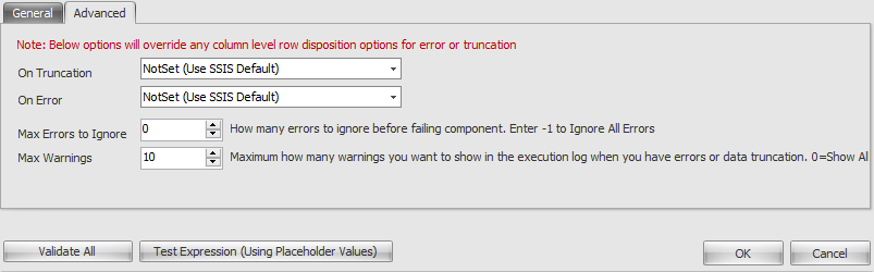 Task Factory Advanced Derive Column Transform Advanced Version 2021.18 Task Factory Advanced Derived Column Transform Columns Grid Advanced tab