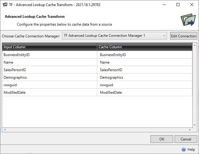 Task Factory Advanced Lookup Cache