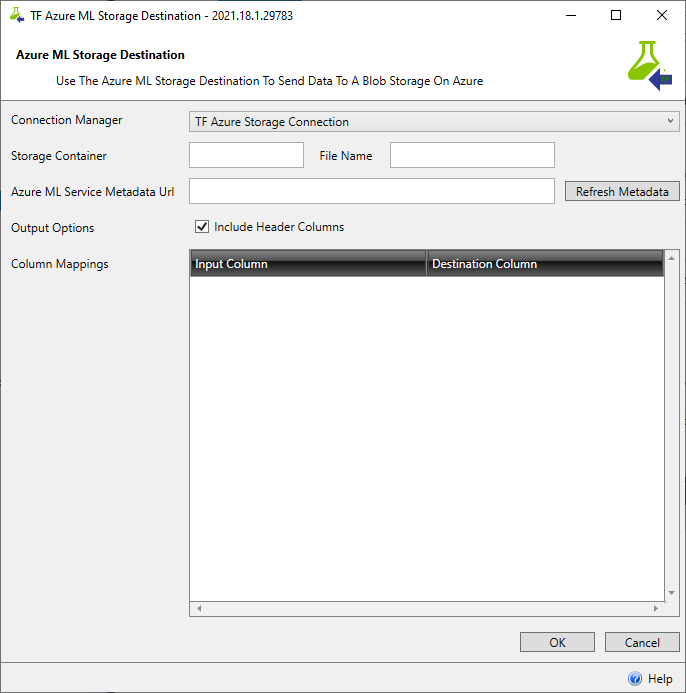 Task Factory Azure ML Destination Version 2021.18 Task Factory Azure ML Destination
