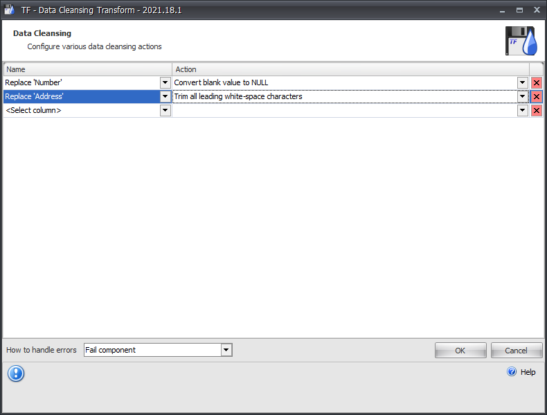 Task Factory Data Cleansing Transform Editor