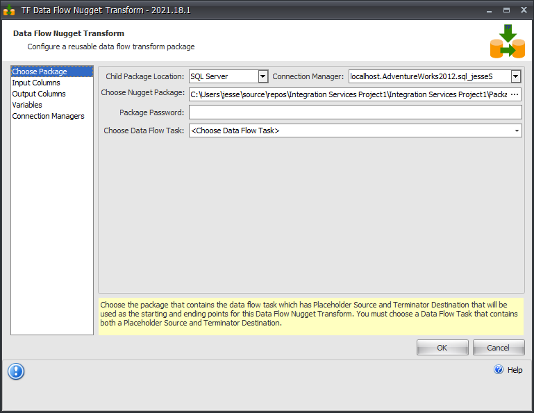 Task Factory Data Flow Nugget Transform Choose Package Version 2021.18 Task Factory Data Flow Nugget Transform Choose Package