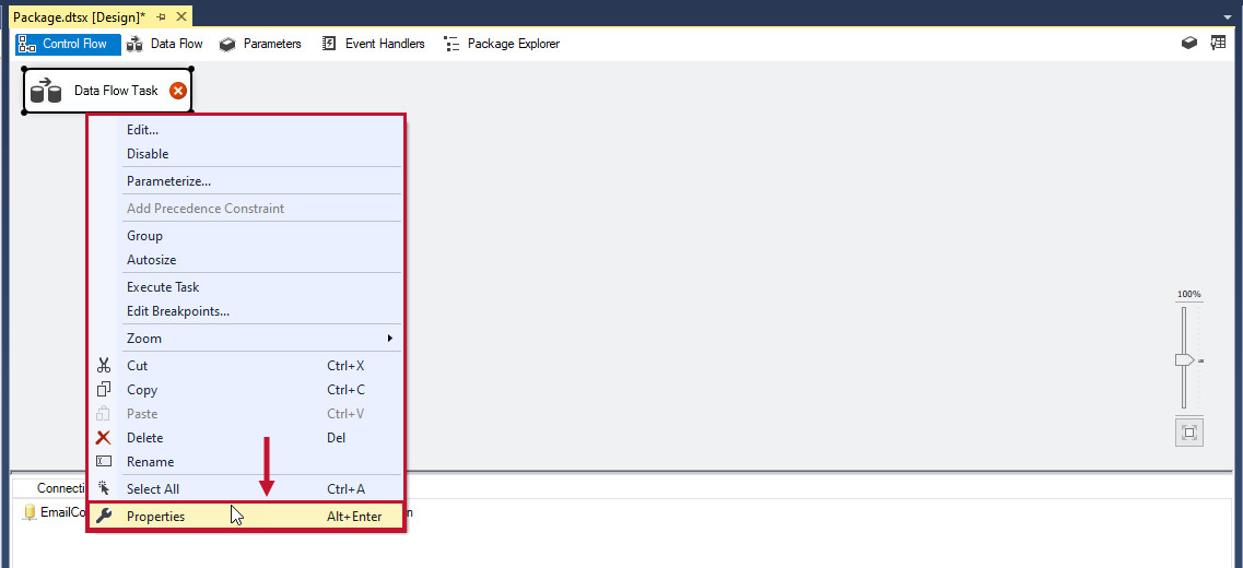 Task Factory Data Flow Task Context menu Properties Version 2021.18 Task Factory Data Flow Task Context menu Properties