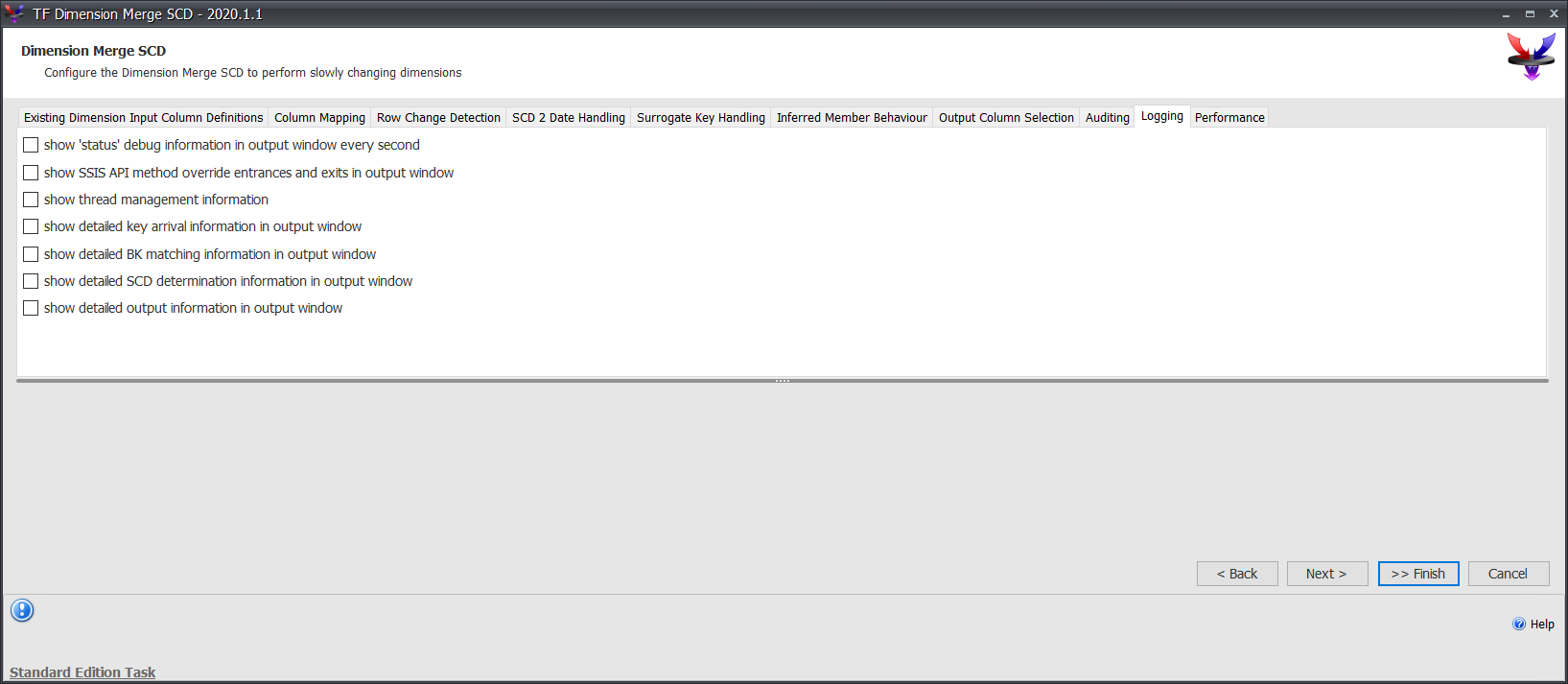 Task Factory Dimension Merge SCD Logging Version 2020.1.1 Task Factory Dimension Merge SCD Logging