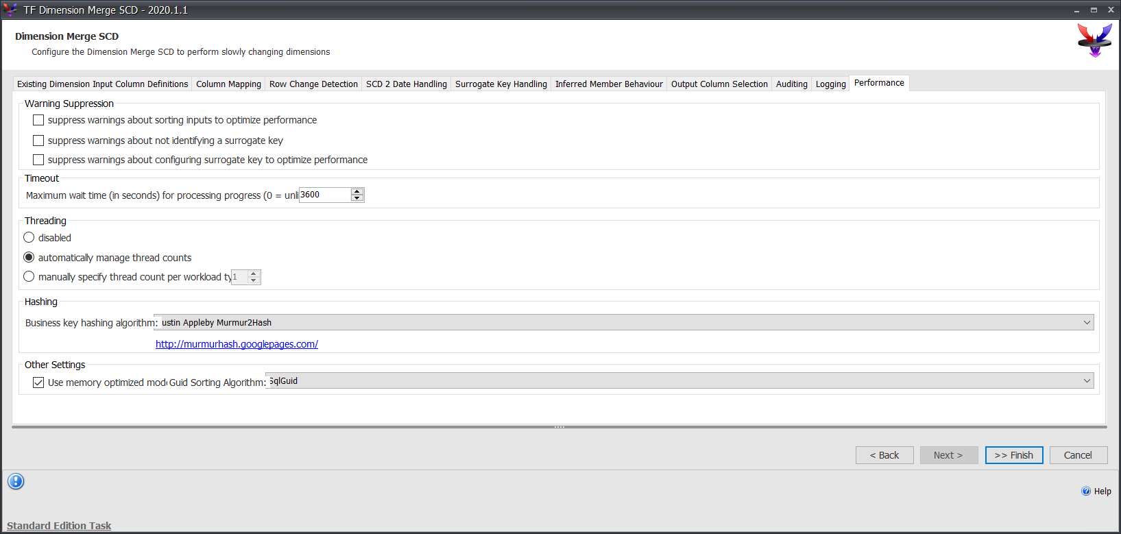 Task Factory Dimension Merge SCD Performance Version 2020.1.1 Task Factory Dimension Merge SCD Performance