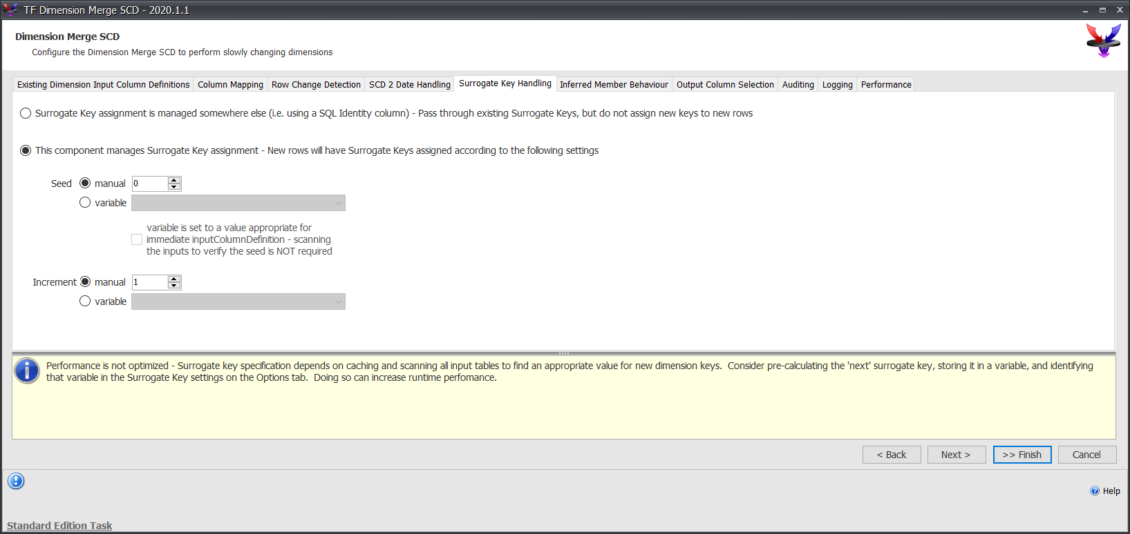 Task Factory Dimension Merge SCD Surrogate Key Handling Version 2020.1.1 Task Factory Dimension Merge SCD Surrogate Key Handling