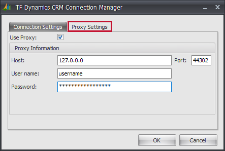 Task Factory Dynamics CRM Connection Manager Proxy Settings
