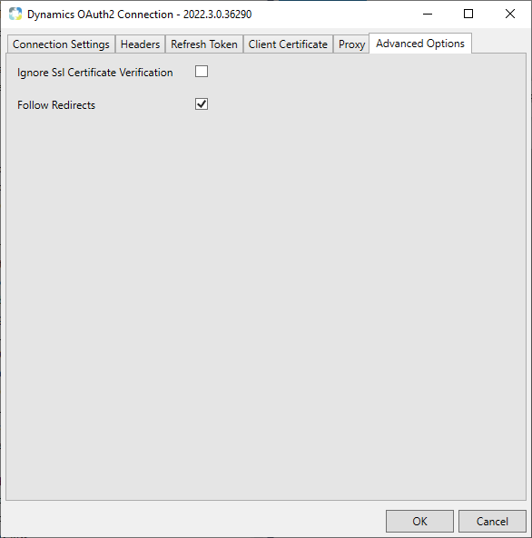 Task Factory Dynamics OAuth2 Connection Manager Advanced Options