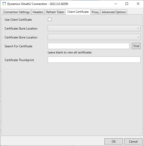 Task Factory Dynamics OAuth2 Connection Manager Client Certificate