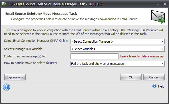 Task Factory Email Source Delete or Move Messages Task