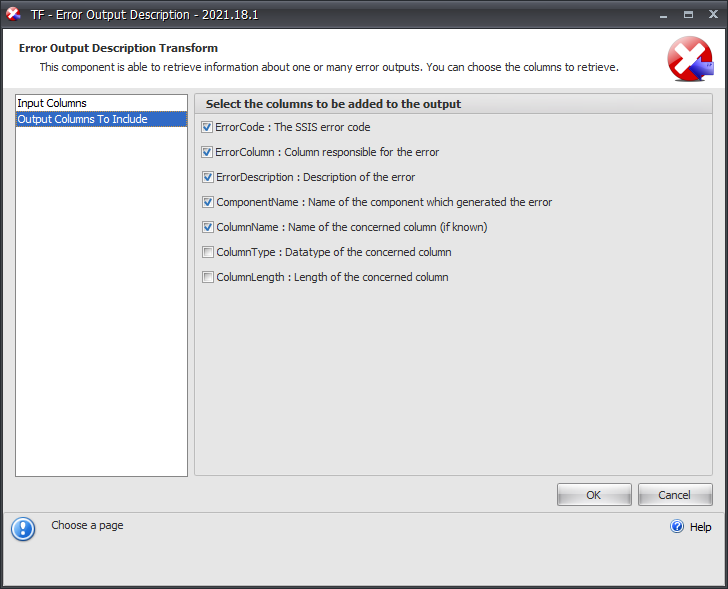 Task Factory Error Output Description Output Columns to Include Version 2021.18 Task Factory Error Output Description Output Columns to Include