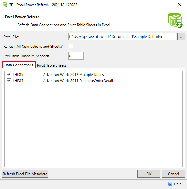Task Factory Excel Power Refresh Data Connections
