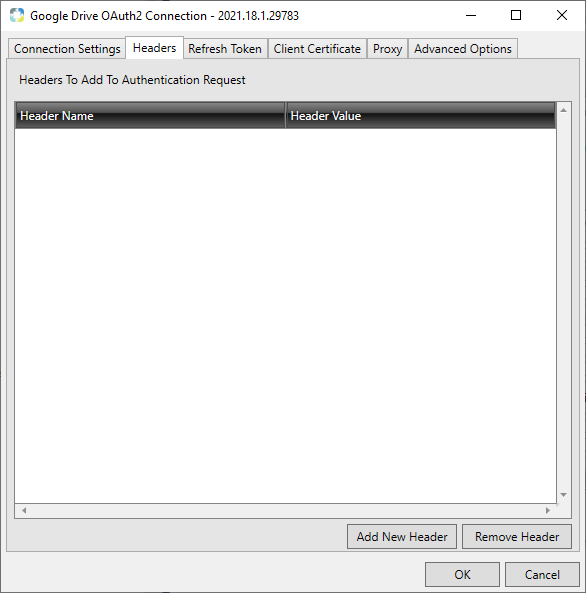 Task Factory Google Drive OAuth2 Connection Manager Headers