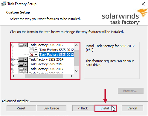 SolarWinds Task Factory Custom Setup Components Version 2022.4 Task Factory Custom Setup Components