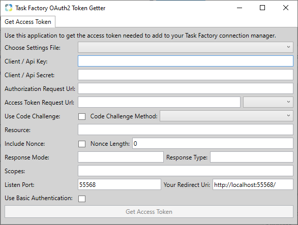 Task Factory OAuth2 Token Getter