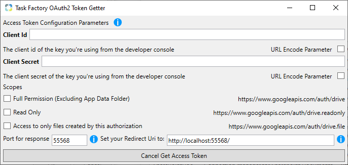 Task Factory OAuth2 Token Getter Get Access Token