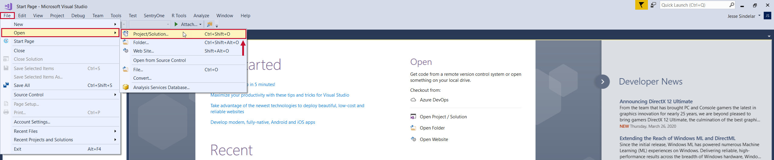 Task Factory Open Visual Studio Project