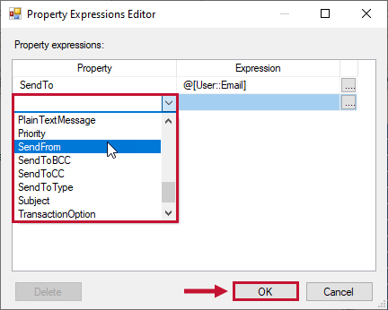 SentryOne Task Factory Advanced Email and SMS Task Property Expressions Editor