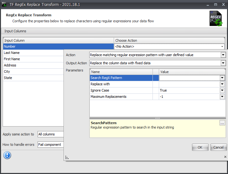 Task Factory RegEx Replace Transform Action Version 2021.18 Task Factory RegEx Replace Transform Action