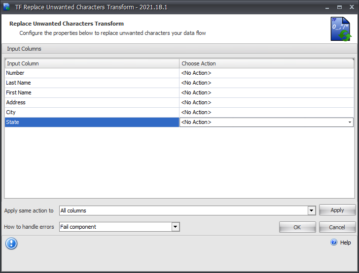 Task Factory Replace Unwanted Characters Transform Version 2021.18 Task Factory Replace Unwanted Characters Transform