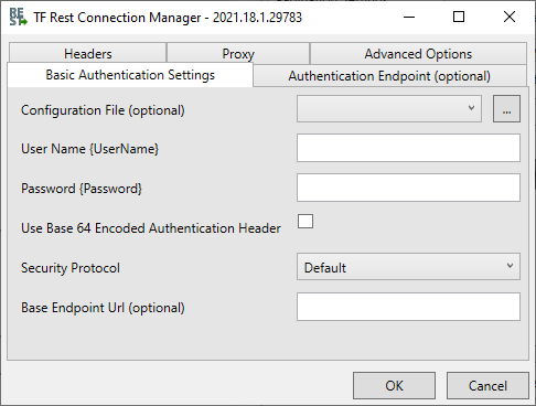 Task Factory Rest Connection Manager Version 2021.18 Task Factory Rest Connection Manager