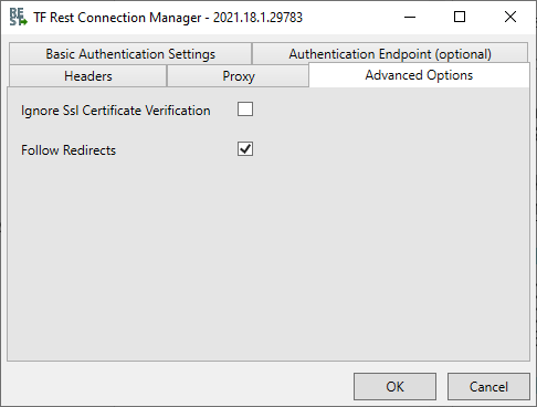 Task Factory Rest Connection Manager Advanced Options