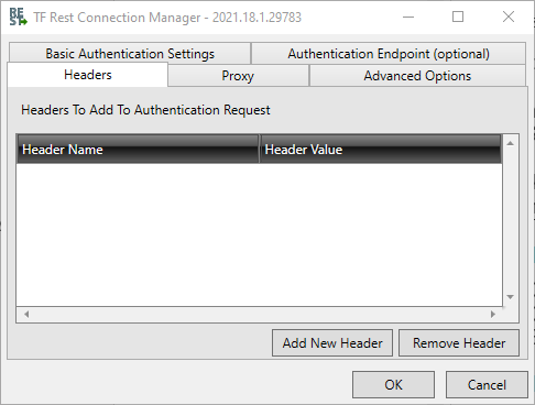 Task Factory Rest Connection Manager Headers tab