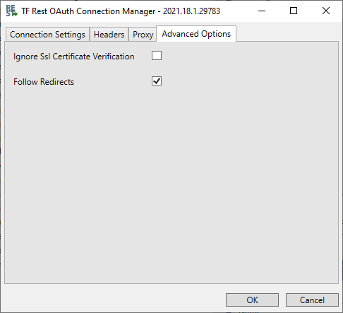 Task Factory Rest OAuth Connection Manager Advanced Options