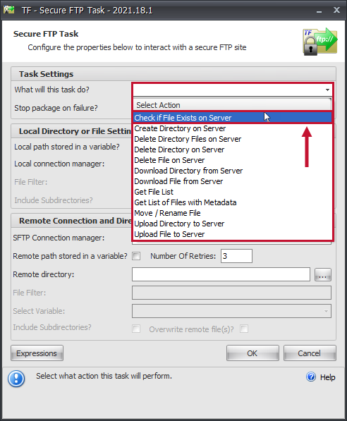Task Factory Secure FTP Task What will this task do Version 2021.18 Task Factory Secure FTP Task What will this task do