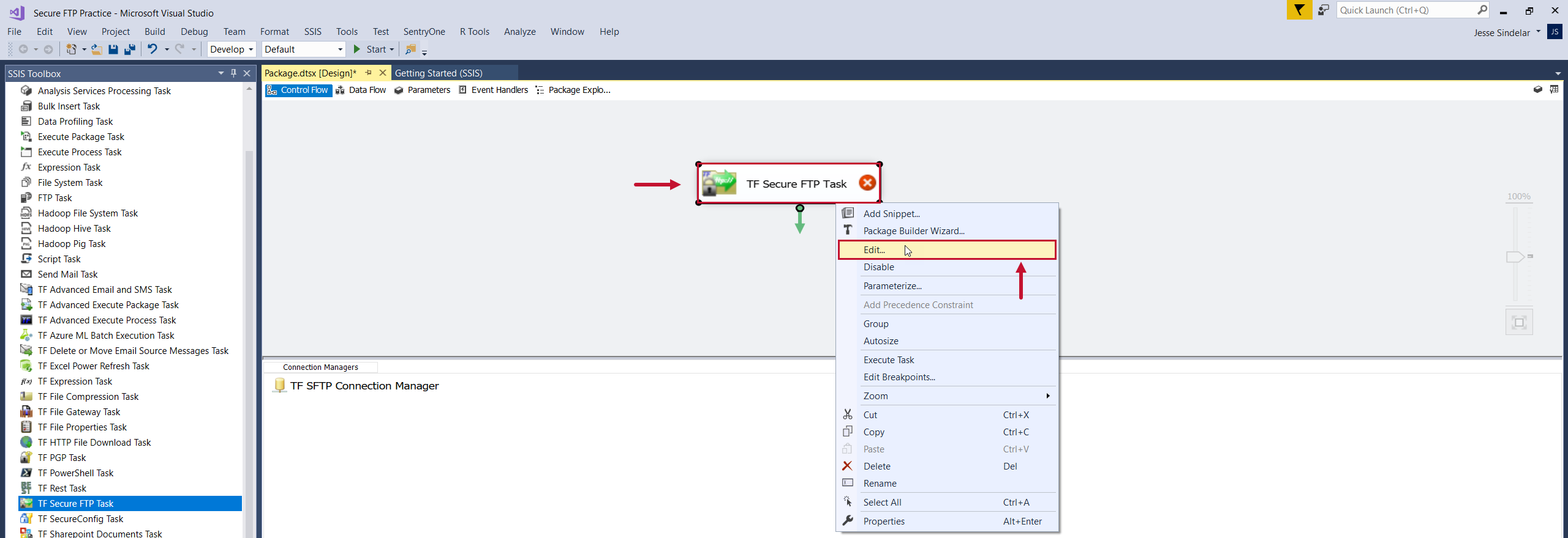 Task Factory Secure FTp Task Edit Properties Version 2021.18 Task Factory Secure FTP Task Edit properties