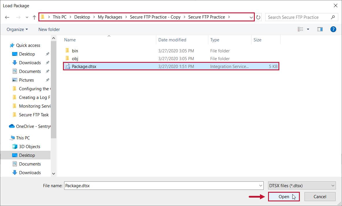Task Factory select the file path of your copied package Version 2020.1.3 Task Factory select the file path of your copied package