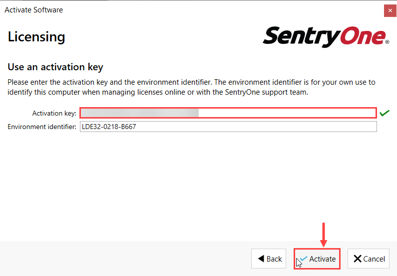 SentryOne Task Factory License Manager Activate license