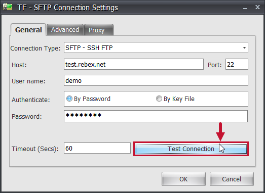 Task Factory SFTP Connection Settings Test Connection Version 2021.18 Task Factory SFTP Connection Settings Test Connection