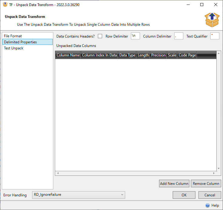 Task Factory Unpack Data Transform Delimited Properties Version 2022.3 Task Factory Unpack Data Transform Delimited Properties