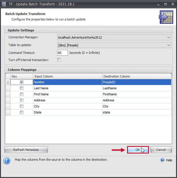 Task Factory Update Batch Transform select Ok Version 2021.18 Task Factory Update Batch Transform select Ok