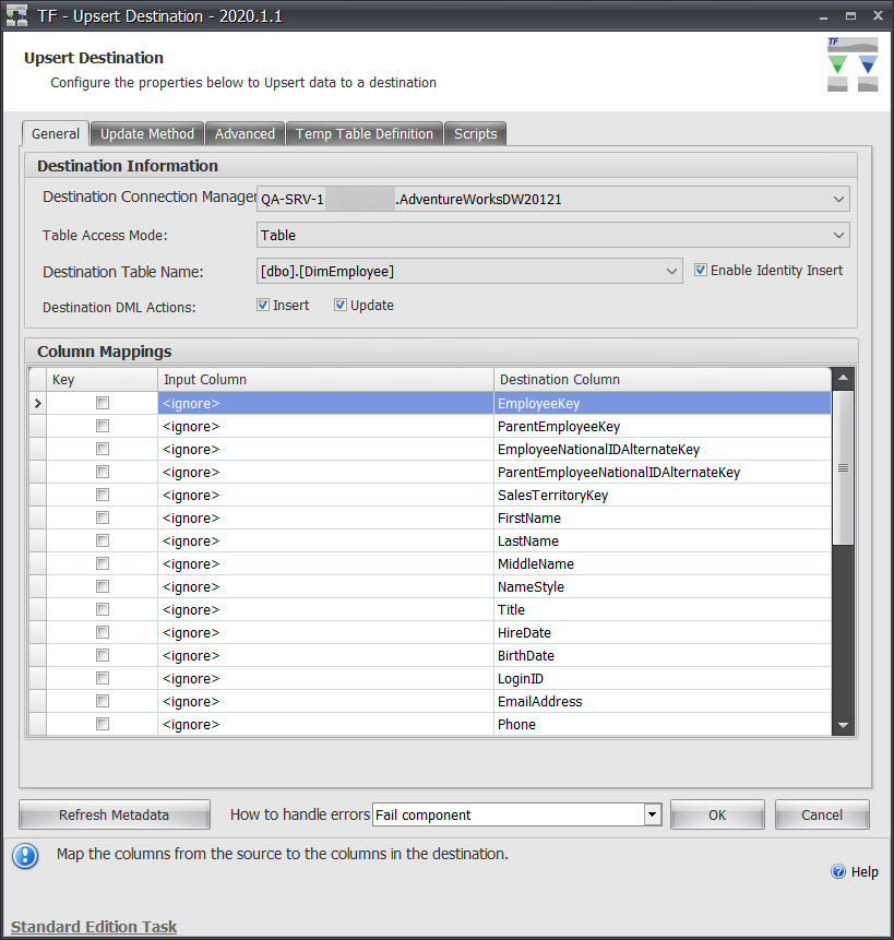 Task Factory Upsert Destination General Version 2020.1.1 Task Factory Upsert Destination General