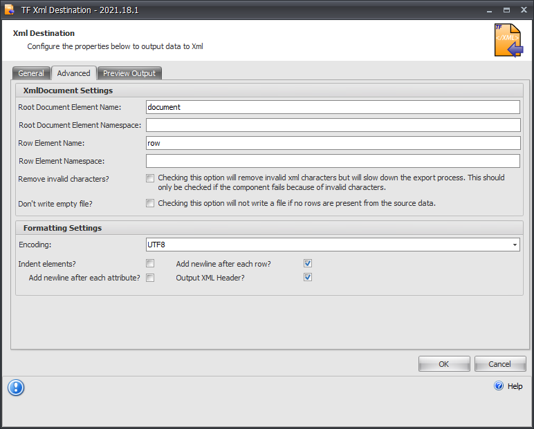 Task Factory XML Destination Advanced Version 2021.18 Task Factory XML Destination Advanced