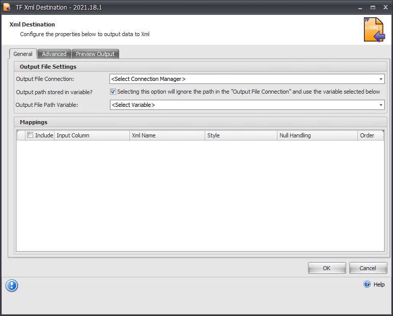Task Factory XML Destination General Version 2021.18 Task Factory XML Destination General