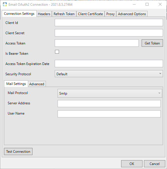 Task Factory Email OAuth2 Connection Manager Connection Settings