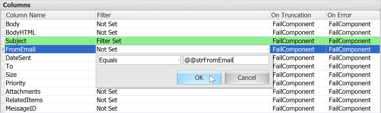Task Factory Email Source Variables example