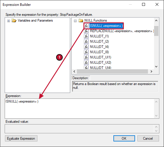 Expressions Builder copy expression into Expression slot