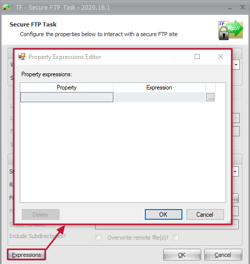 Task Factory Secure FTP Task Expressions option