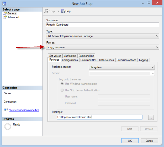 SSMS New Job Step example SSMS New Job Step example